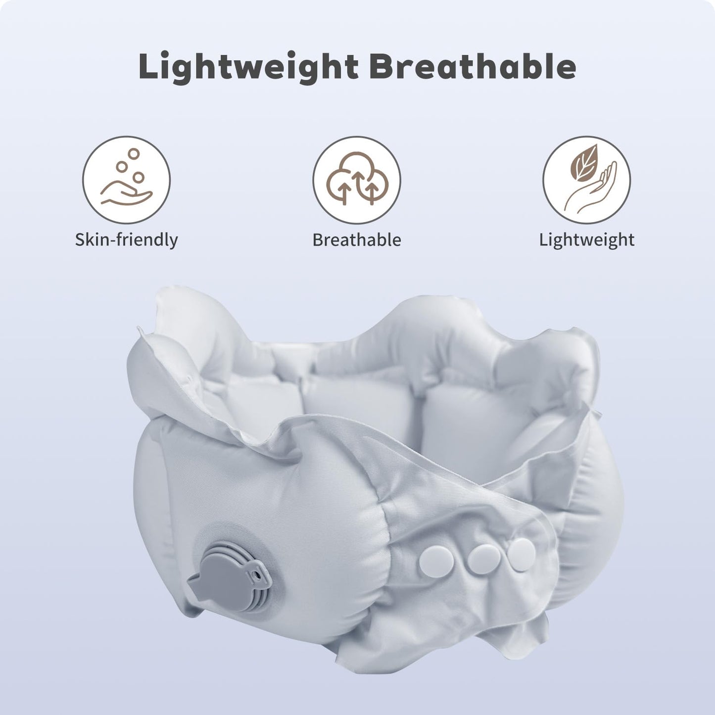 Inflatable Travel Pillow Portable Quickly Inflated Neck Pillows Washable Camping Pillow Headrest Sleep for Airplane Car Buses Trains Home Office Napping Traveling Essentials (Gray)