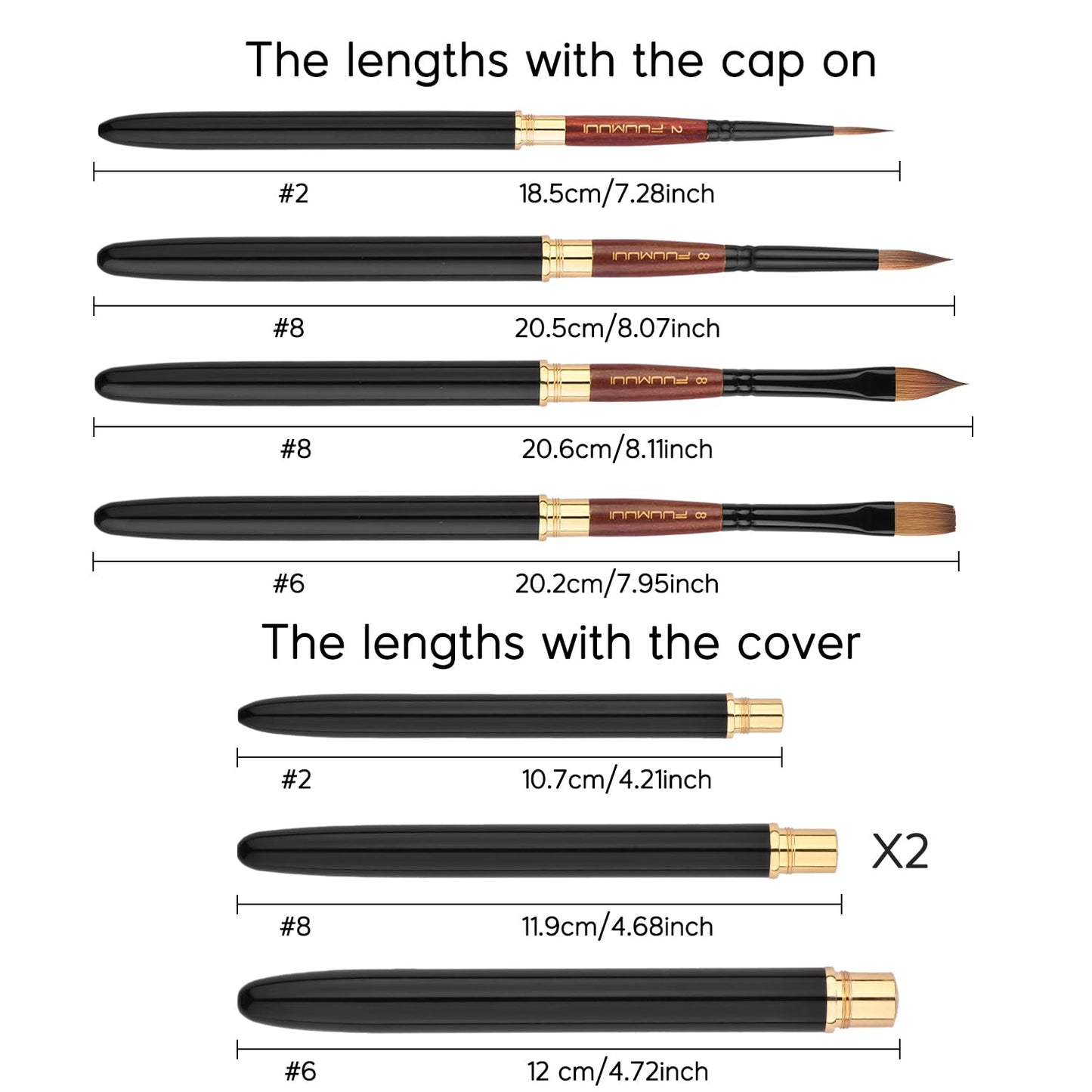 Fuumuui 4pcs Elegant Kolinsky Sable Watercolor Brushes - Travel Kit with Leather Pouch Perfect for Gouache Ink Painting