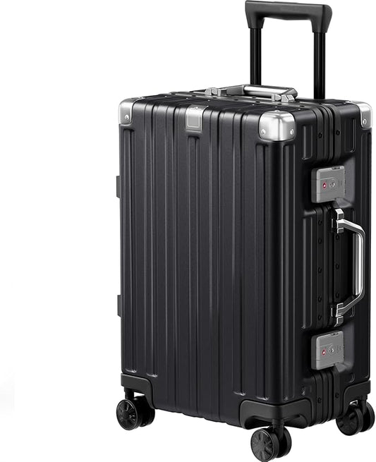 Krute Carry On Luggage 20 inch Aluminum Frame Suitcase with Spinner Wheels No Zipper Hardshell PC+ABS Luggages TSA Lock Zipperless Suitcases