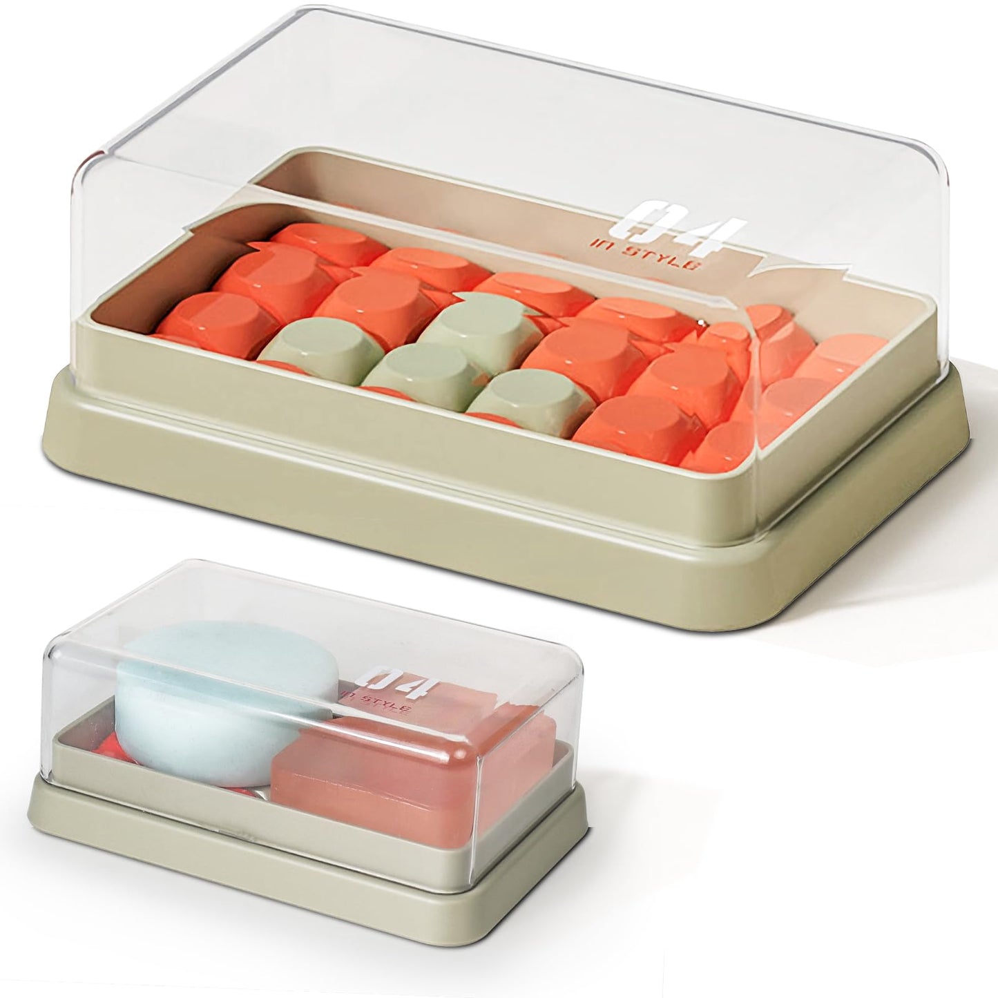 AIMAIAIMAI Minimalist Shampoo Bar Holder with Drain Tray, Compatible with Dr Squatch & Duke Cannon Large Soap, Double Layer Clear Solid Shampoo Bar Container with Lid