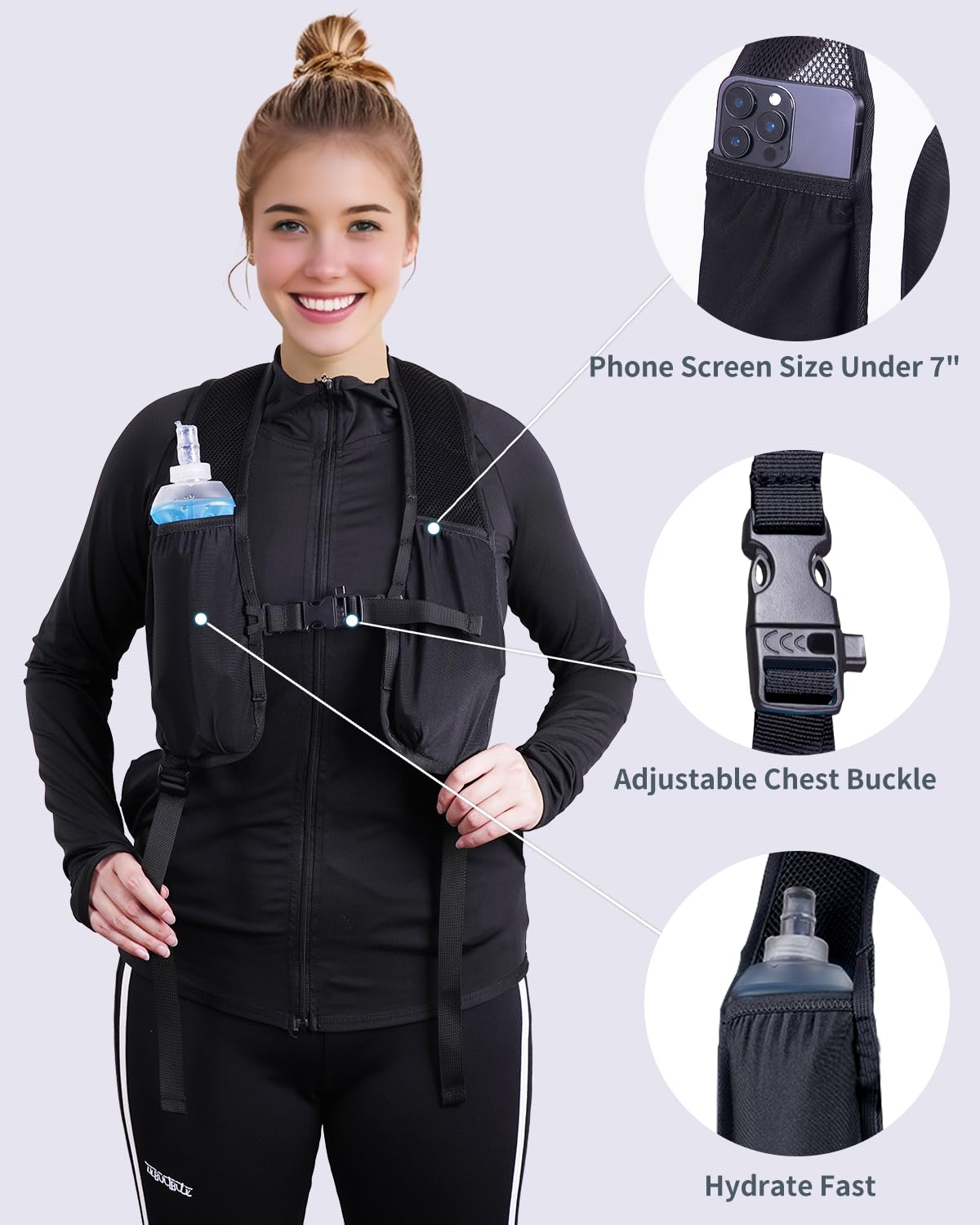 Blue Quartz 15L Small Hiking Backpack with Chest Pockets for Phone, Ultralight Hiking Daypack with Sternum Straps, Lightweight Foldable Packable Back Pack for Women Men(patent pending)