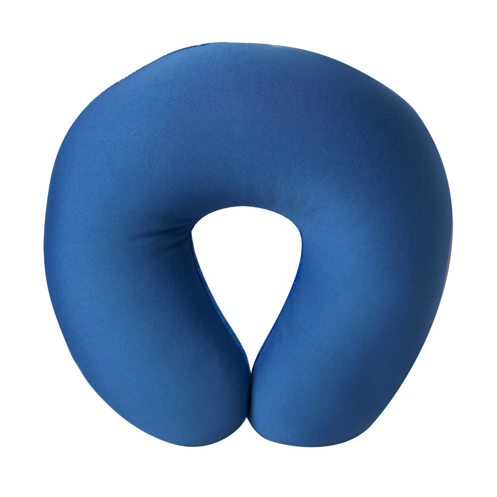 Cloudz Kids Dual Comfort Microbead Airplane Travel Neck Pillow. Super Soft Cozy Plush on One Side, Cool Relaxing Spandex on The Other! Keep Your Kids Comfy and Supported at Home or On The Go! - Blue