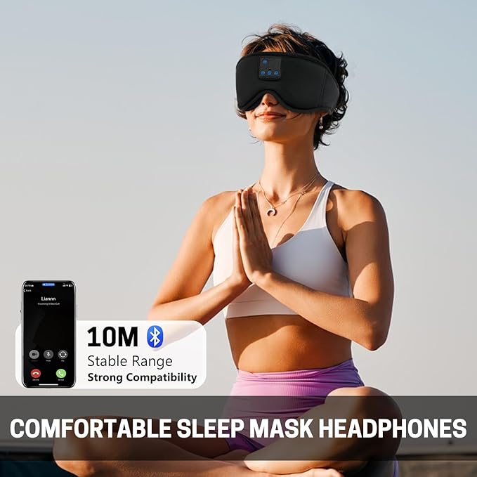 Aurya Sleep Mask with Bluetooth Headphones, 3D Eye Mask for Sleeping, 5.4 Wireless Sleeping Headphones with Ultra-Thin HD Stereo Speaker for Side Sleeper, Office Nap, Air Travel, Meditation