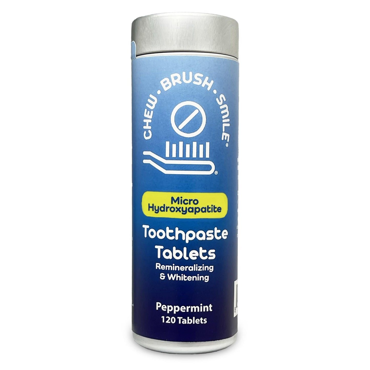 Chew Brush Smile Micro Hydroxyapatite Toothpaste Tablets 120 Count Peppermint