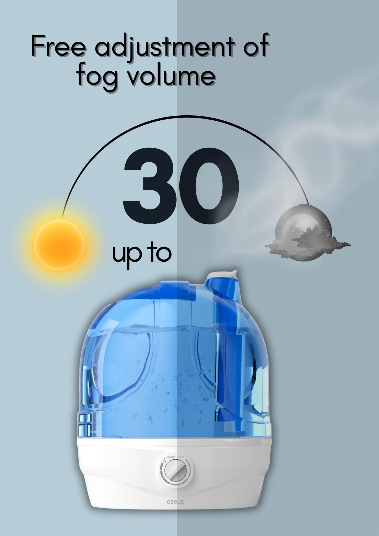 AZEUS Humidifiers for Bedroom, 2.8L Ultrasonic Cool Mist Humidifiers for Home Baby Nursery & Plants, Quiet Top Fill Air Humidifier Lasts Up to 30 Hours, Auto Shut-Off (BPA-Free)