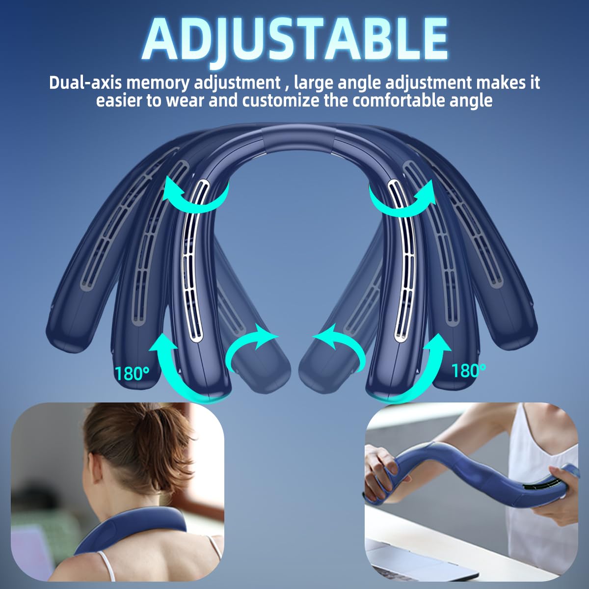 Portable Neck Fan Personal Air Conditioner 5200mah Bladeless Cooling Neck Fan Portable Rechargeable That Blow Cold Air Neck Cooler Wearable Fan Around Your Neck For Men Women Travel Essentials Gift