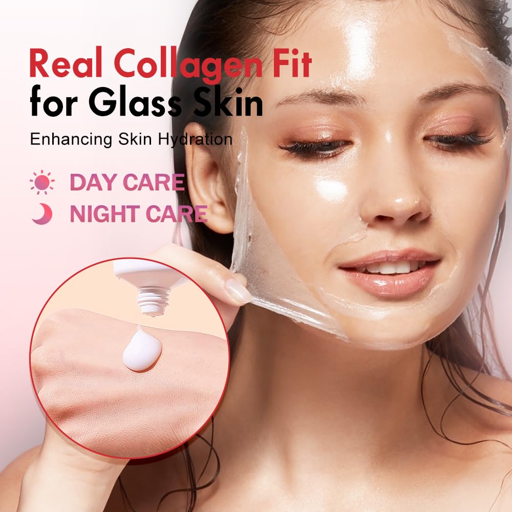 KOEC Real Collagen Peel Off Face Mask Collagen Overnight Wrapping Facial Mask,Deep Hydrating,Restores Elasticity,and Refine Pores,Hydrolyzed Collagen with 500 DA for Glass Glow Skin,1.69 fl.oz