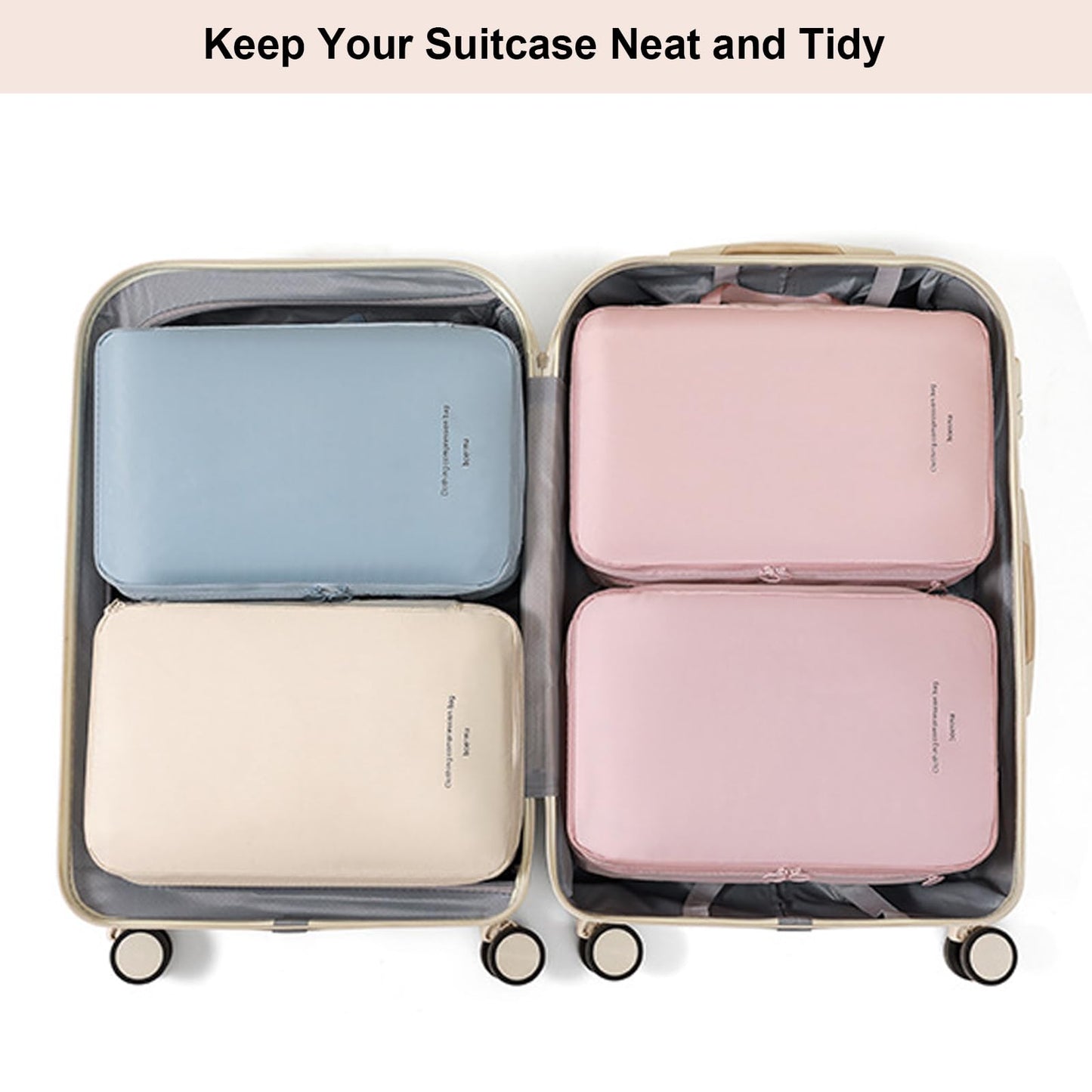 Double-Layered Compression Packing Cubes for Travel, Luggage Organizer Bags Compressible for Suitcase Packing Bag Travel Accessories, Pink, L