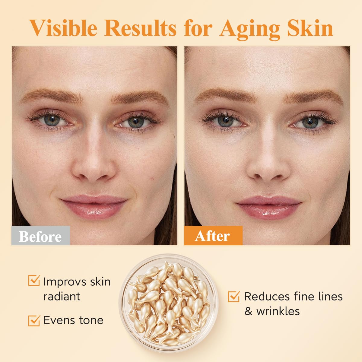 HKH Vitamin C Super Serum for Face - Anti Aging Vitamin E Facial Serum Capsules with Niacinamide, Vit C Oil for Women, Even Skin Tone, Reduce Wrinkles, Moisturise, Travel Friendly (38 Capsules)