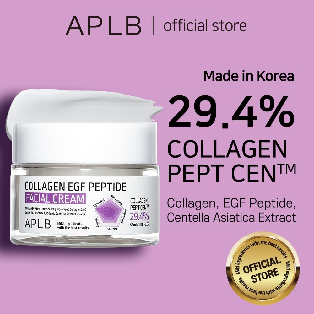 APLB Collagen EGF Peptide Facial Cream | COLLAGEN PEPT CEN™ 29.4% 1.86 FL.OZ/Korean Skincare, Elasticity care, Deep hydration, Revitalize for gentle and improve skin texture