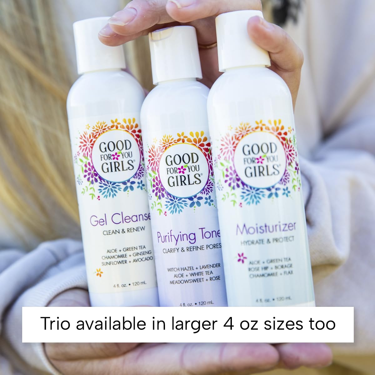 Good For You Girls Three-Step Skincare Kit for Girls, Preteens, Teens. Safe, Natural, Plant-Based ingredients. Vegan & Gluten-Free | 3 Piece, 2 oz ea.