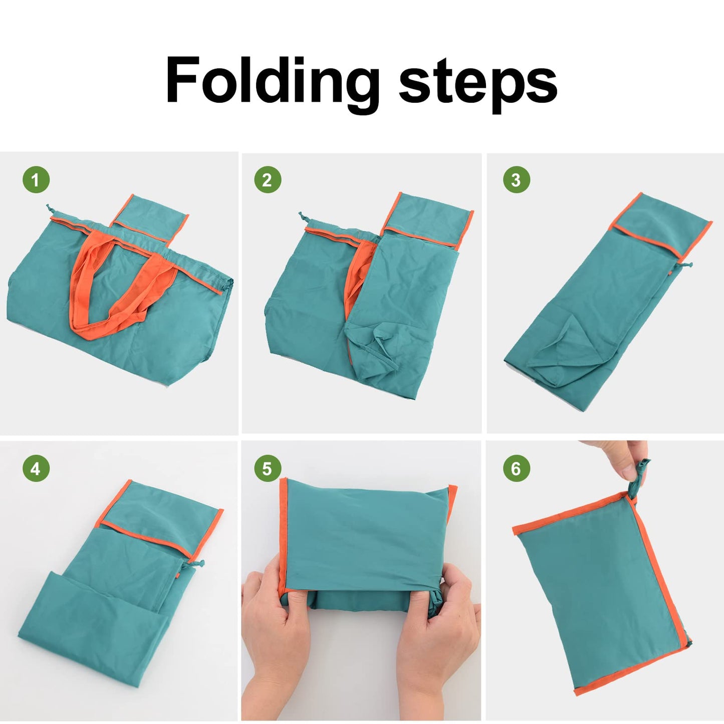 Reusable Shopping Bags Foldable, Large Foldable Tote Bag Fits In Pocket, Kitchen Foldable Grocery Bags Lightweight Strong, Folding/Packable/Foldable Beach Bag for Travel, Black/Blue/Green 3-Pack