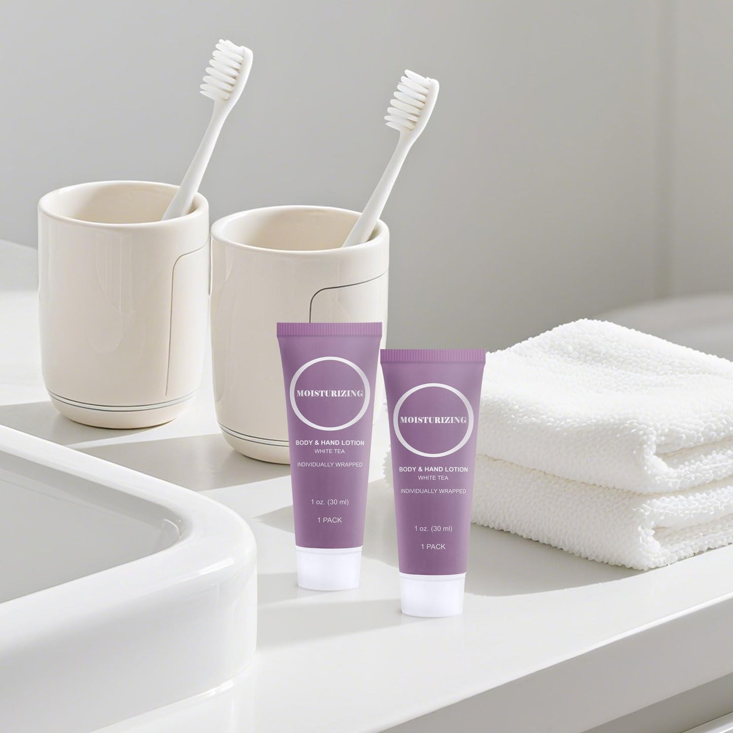 Travel Size Body Lotion, Small Hand Cream Lotion Bulk, Nourishing Extra Dry Skin Individually Wrapped Mini Bottle Shower Moisturizer Lotion Toiletries for Travel Hotel Homeless 1 oz (Pack of 60)