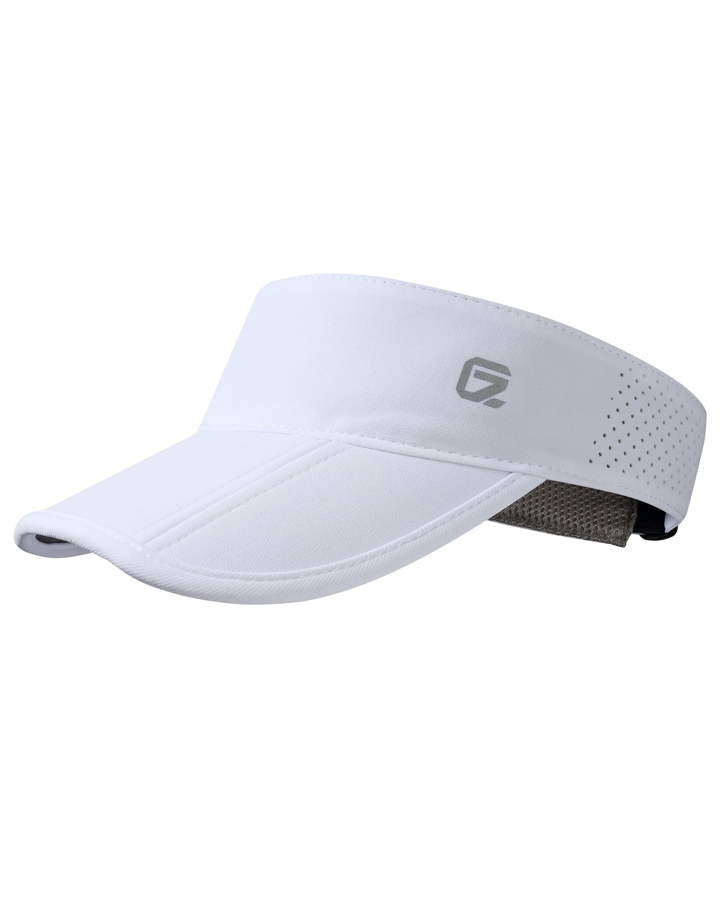 GADIEMKENSD Sports Sun Visor for Womens Men, UPF 50+ Golf Visor Folding Tennis Hat with Reflective Brim, Breathable Sun Hats for Running Pickleball Workout Travel White
