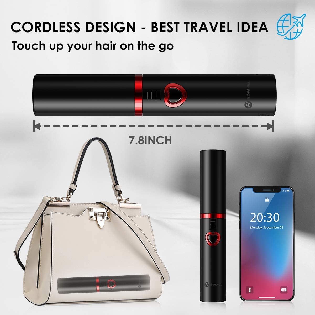 JMFONE Mini Cordless Hair Straightener,Portable Travel Size Flat Iron with 3 Adjustable Temperatures for Thin Fine Hair,USB-C Rechargeable Heats Up in Seconds - Ideal for Quick Hair Styling Anywhere