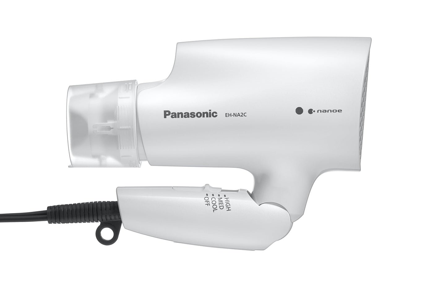 Panasonic nanoe Compact Hair Dryer with Oscillating Quick Dry Nozzle for Healthier-Looking Hair, Folding Blow Dryer for Travel and Home, 3 Airflow Settings - EH-NA2C-W (White)
