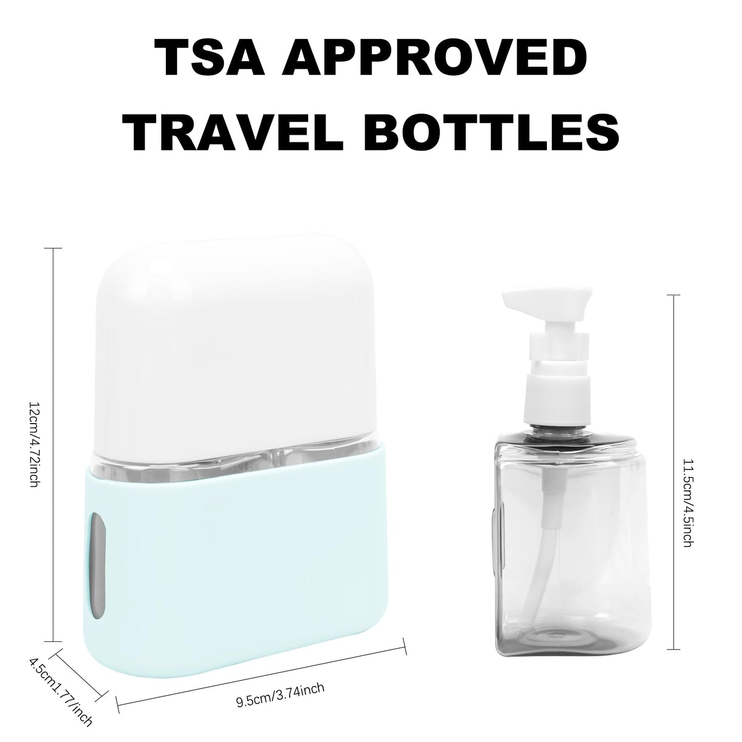 Skycase Travel Bottles - Leak Proof Refillable Tsa Approved Travel Size Toiletries, 2 in 1 Liquid Bottles Containers with Labels and Funnel Airplane Accessories Kits for Lotion Liquid (Blue)