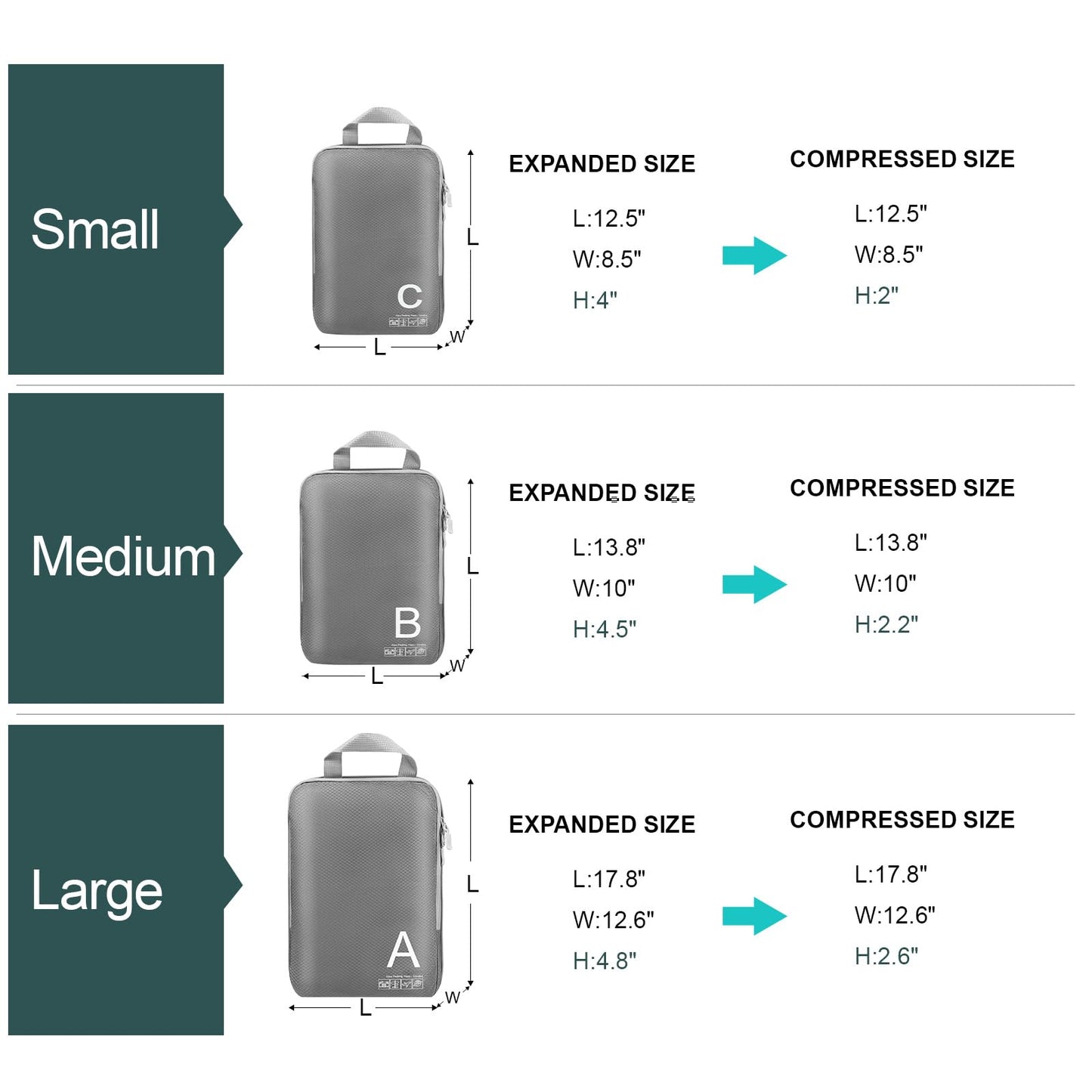Compression Packing Cubes for Travell Fabric Packing Cubes with Smooth Zippers, Space-Saving Compression Bags for Travell, Luggage Organizers for Clothes, Shoes, and Accessories