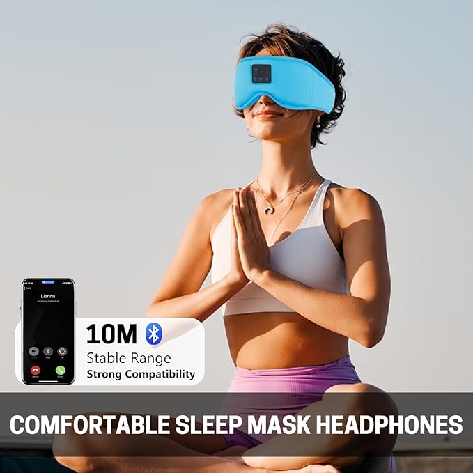 Aurya Sleep Mask with Bluetooth Headphones, 3D Eye Mask for Sleeping, 5.4 Wireless Sleeping Headphones with Ultra-Thin HD Stereo Speaker for Side Sleeper, Office Nap, Air Travel, Meditation