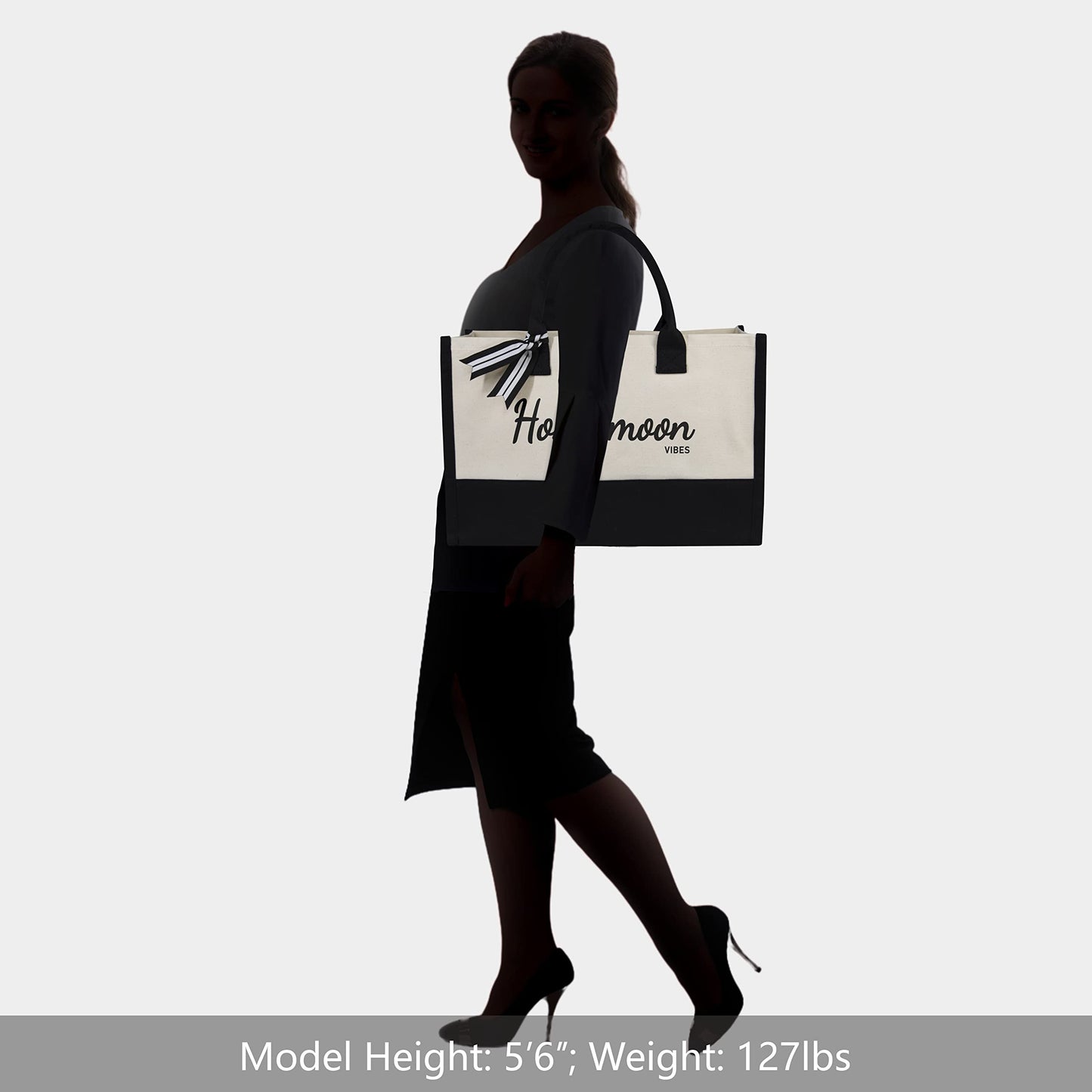 TOPDesign Canvas Tote Bag for Bride, Inspirational Bridal Shower, Bachelorette Party, Engagement, Honeymoon Wedding Gifts, Ideal for Honeymoon, Travel, Vacation