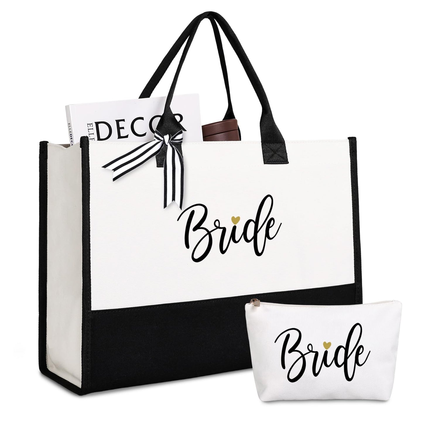 Lamyba Bride To Be Gifts for Wedding, Bridal Shower Gifts, Bachelorette Party, Engagement,Honeymoon, Bride Bag Tote with Makeup Bag