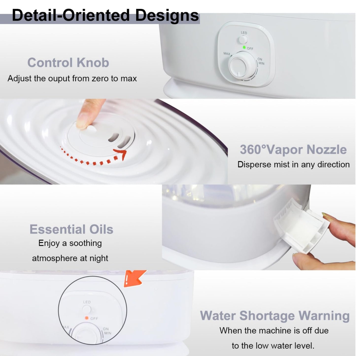 Humidifier for Large Room Bedroom Home, 6L Top Fill Ultrasonic Cool Mist Humidifier 3 in 1, 50H Quiet, Essential Oil Diffuser, Auto Shut-Off, Adjustable Mist Night Light for Baby Nursery, Plants