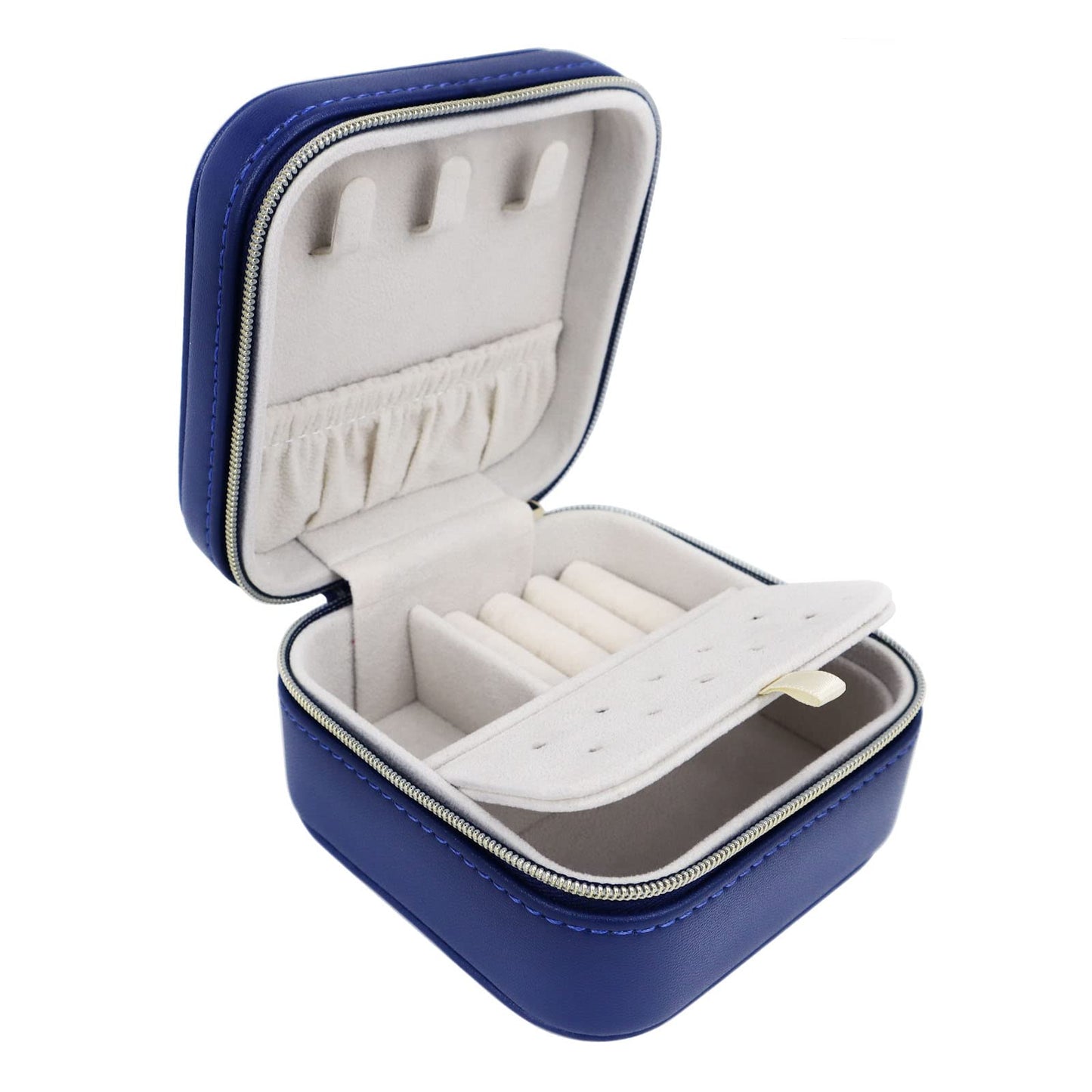 BareTulip Travel Small Portable Mini Jewelry Case for collection Rings Necklaces Earrings and Lipstick Blue