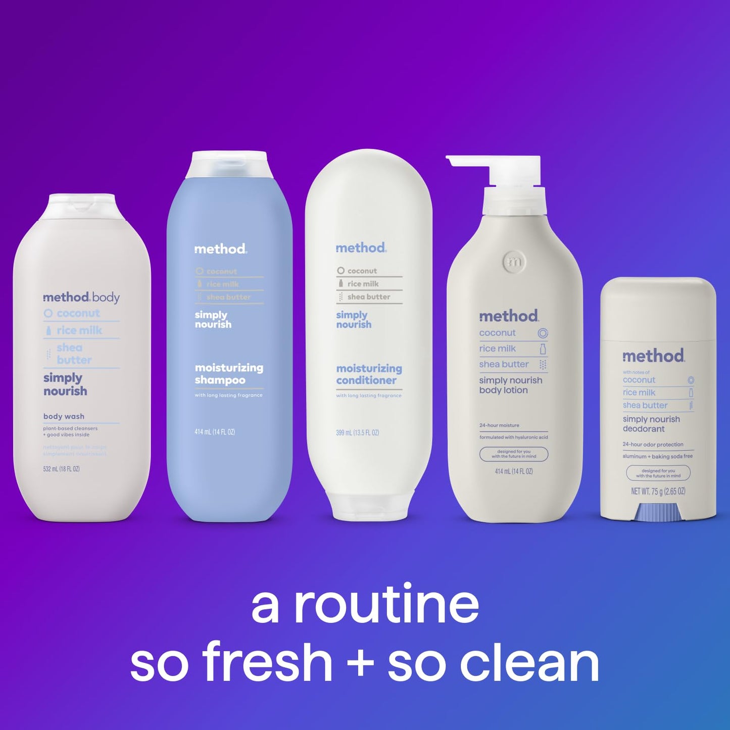 Method Deodorant, Simply Nourish, Coconut, Rice Milk + Shea Butter notes, 24 Hour Odor Protection, 2.65 oz