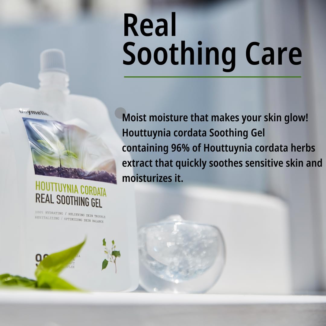 daymellow Heartleaf 96% Soothing Gel Houttuynia Cordata Real 10.58fl.oz/300g, Acne, Soothes, Redness Facial Soothing Gel Korean Skincare, Sunburn Moisture, Soothing and Calming, After Suncare, Cooling