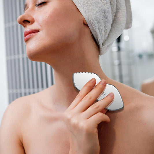 Stainless Steel Gua Sha & Face Rollers - Metal Roller for Eyes & Neck, Anti-Aging Facial Massage Tools, Gua Sha Facial Tool Kit (JGS-1)