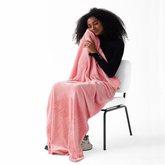 Three Geese 2-in-1 Travel Blanket Blanket and Pillows, Soft Flannel Airplane Throw with Hand Luggage Belt, 65x40inches, Portable Compact Design with Bag, Ideal for Travel Comfort.