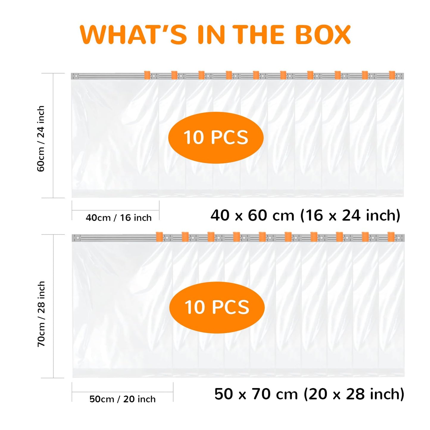 Wevac 20 Compression Travel Bags - Space Saver Bags for Travelling (10 Large, 10 Medium)