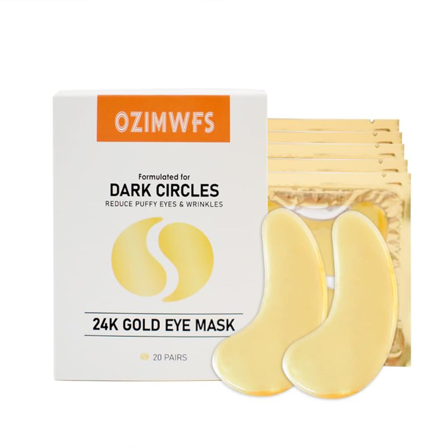 OZIMWFS Organic 24K Gold Eye Mask with Collagen. Treatments reduce Puffy Eyes and Dark Circles Reduce Wrinkles and Fine lines