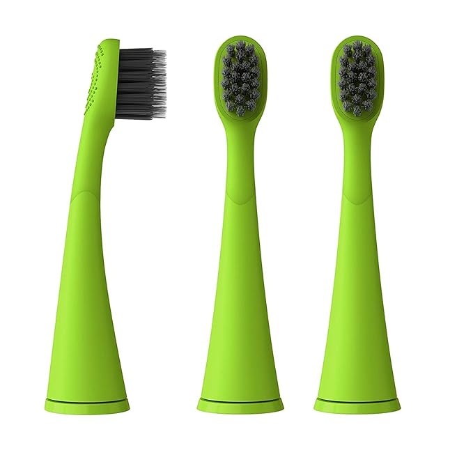 BURST Genuine Replacement Heads for Kids Electric Toothbrush (Green/3 Pack) | Perfect Fit | Ultra Soft Bristles | 9 Months of Supply