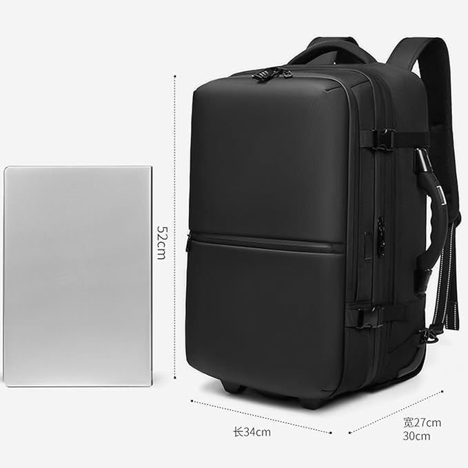 21" Vacuum Compression Backpack with Wheels, Expandable, Waterproof, Carry On Travel, Laptop Bag, Flight Approved Luggage Rolling Suitcase Backpacks(Built-in Vacuum Backpack with wheels)