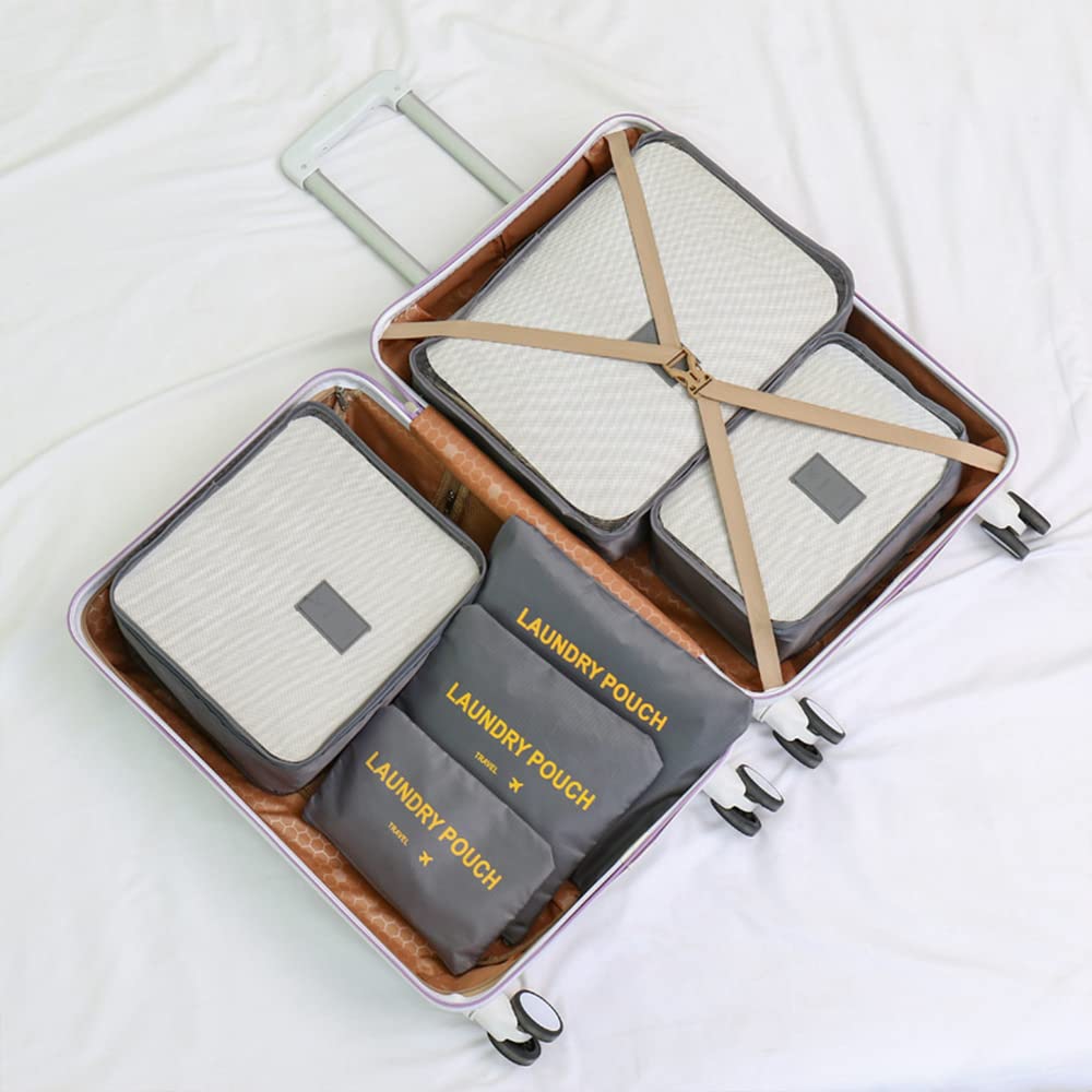 Fxkoolr Packing Cubes 6 pieces Travel Accessories Travel Luggage Packing Organizers Bags for Backpack Suitcases, Grey