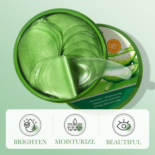 Aloe Vera Eye Mask- 60 PCS Aloe Vera Under Eye Patches-Under Eye Patches for Dark Circles,Eye Puffiness & Dark Circles Treatment,Reduces Wrinkles & Fine Lines,Improves & Firms Eye Skin
