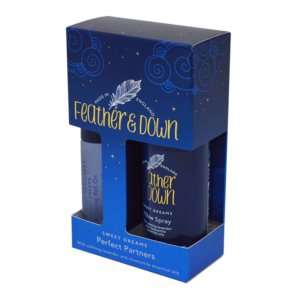 Feather & Down Sweet Dream Perfect Partners Gift Set: 50ml Pillow Spray & 10ml Roll-On, With Calming Lavender & Chamomile Essential Oils, Vegan & Cruelty Free