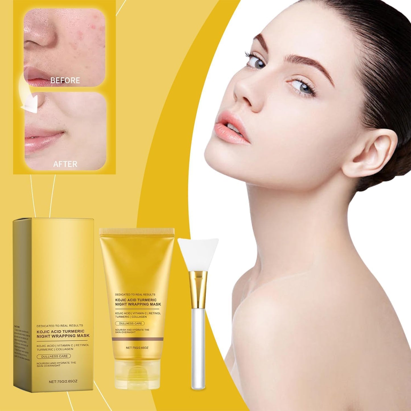 Yurioprp Revix Turmeric Night Wrapping Mask, Overnight Facial Mask with Vitamin C, Nourishing Formula (1pc)