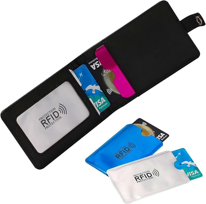 16 RFID Blocking Sleeves Set (10 Credit Card Holders & 4 Passport Protectors) Identity Theft Protection Secure Sleeves Set.Waterproof aluminum foil slim Design easily into your Wallet