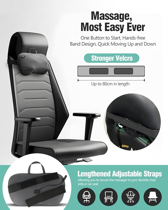 Protable Electric Massage Pillow with Carry Handle -Neck Massager for Pain Relief Deep Tissue with Heat - Electric Kneading 3D Massage Pillow Gifts for Dad Mom Christmas