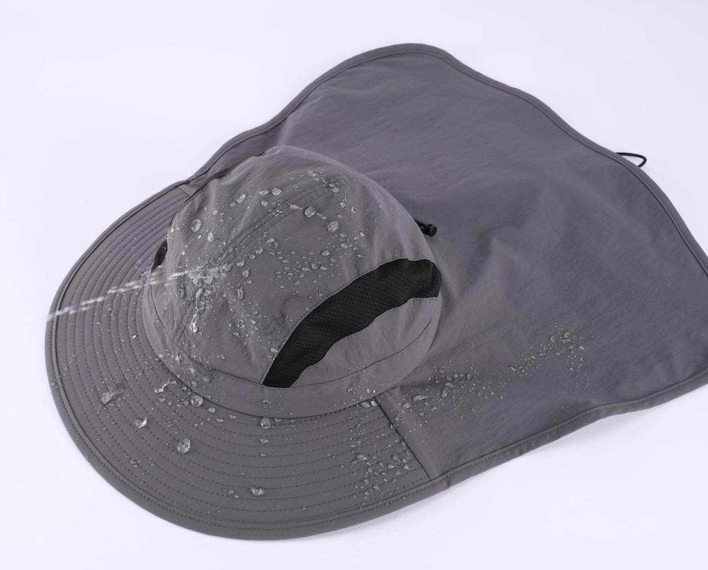 Home Prefer UPF 50+ Sun Hats for Men Women Wide Brim Fishing Hat with Neck Flap Summer Beach Safari UV Protection Bucket Hat Gardening Dark Grey