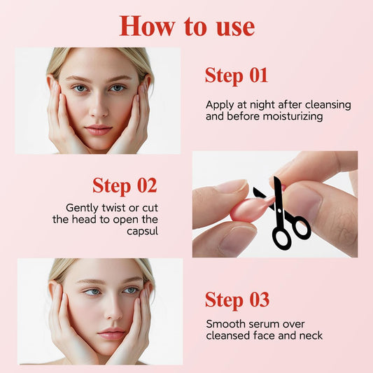 HKH Retinol Face Serum Oil - Anti-aging Night Serum with Vitamin E, 48 Capsules, Reduce Wrinkles, Firm & Hydrate Skin, Non-Greasy Formula, Travel-Friendly Skincare, with Scissors