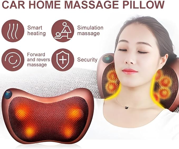 Shiatsu Back and Neck Massager with Heat – Deep Tissue, Pain Relief Pillow for Neck, Shoulders, Legs, Feet – Relaxing Electric Massager for Home, Car & Office Use