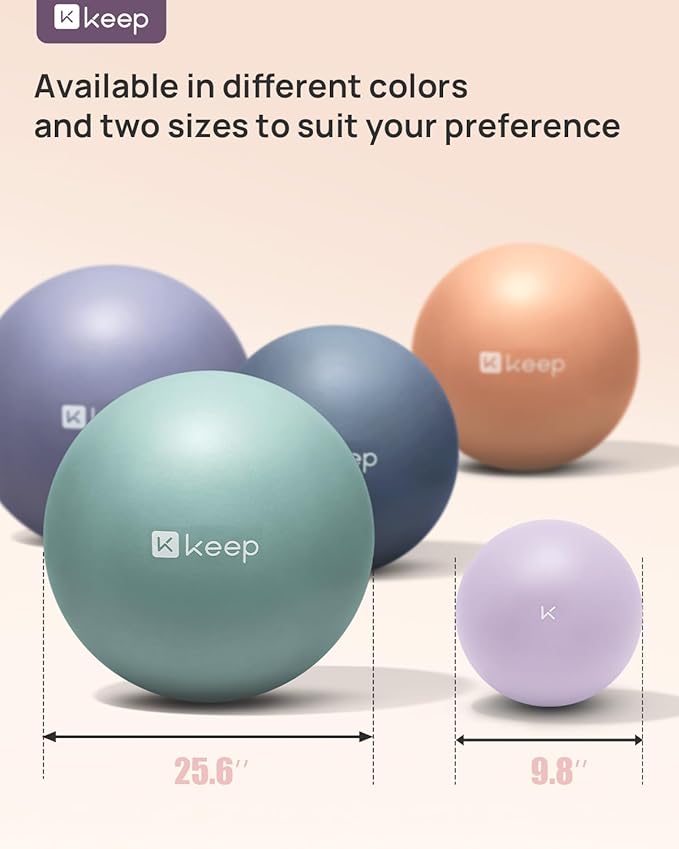 KEEP Pilates Small Exercise Ball Anti-Burst - Thickened Yoga Ball With Pump for Physical Therapy, Fitness, Workout, and Core Strength
