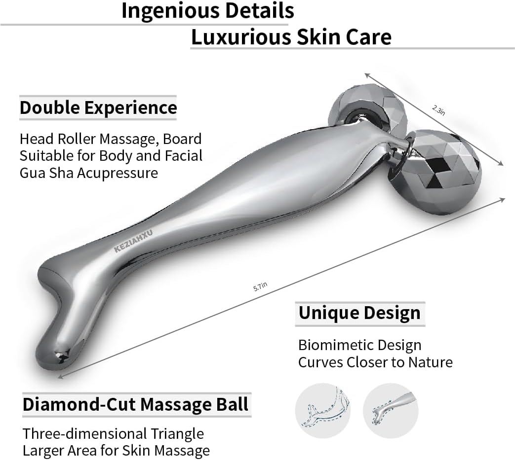 KEZIAHXU Facial Massage Roller, Gua Sha Face Roller Tool 2-in-1, Skin Care Roller for Face Neck Body, Reduce Puffiness Remove Wrinkles,Gift for Women. (Facial Roller Tool)