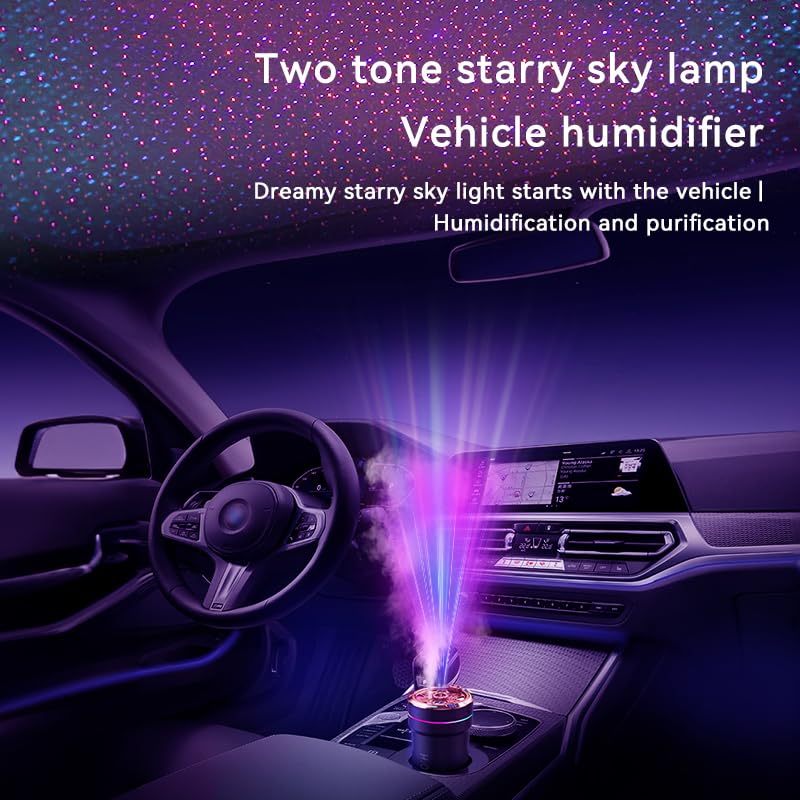 Sunny Smiles Humidifiers for room car,With Cool Mist USB Powered Car Auto Start/Stop,Quiet Air Humidifiers,Starry Sky Projector adds romance, timed shut-off,Portable,Continuous Intermittent Mist