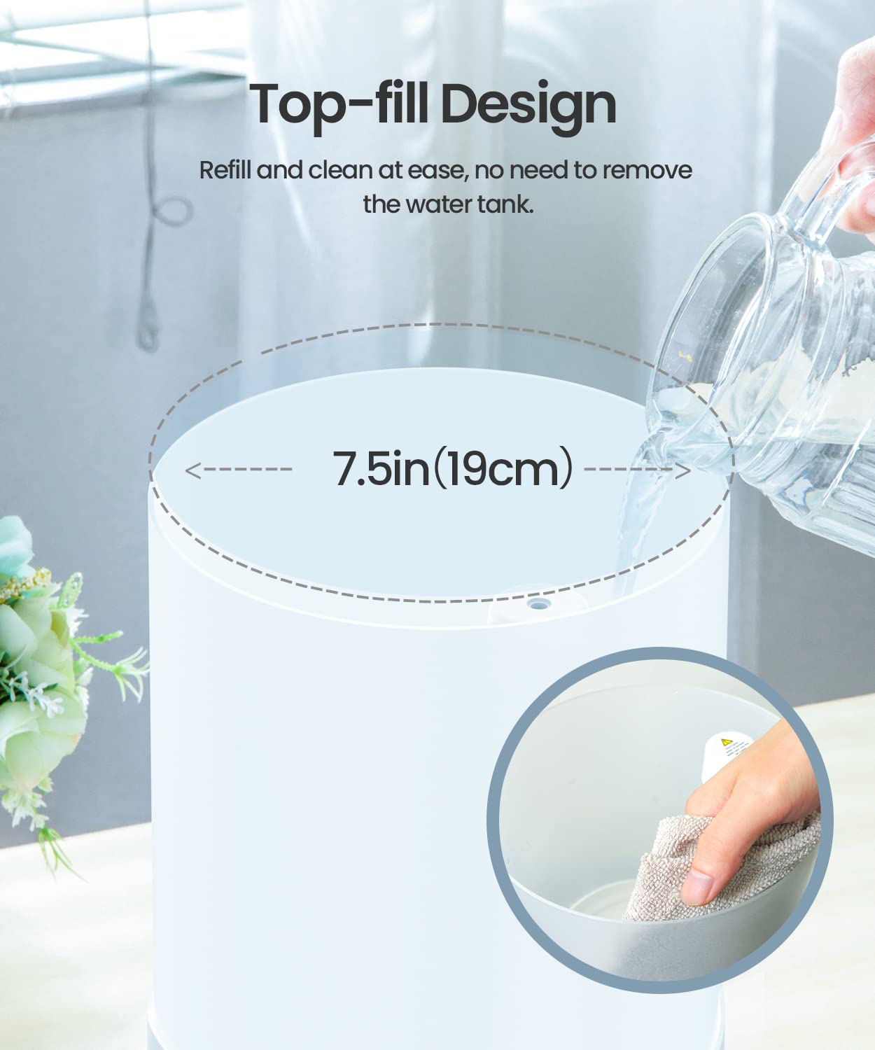 Pharata Humidifiers for Bedroom, 4.0L Humidifier with Essential Oil Diffuser, Top Fill Ultrasonic Cool Mist Humidifier for Large Room, Sleep Mode, Adjustable mist output, Auto Shut-Off