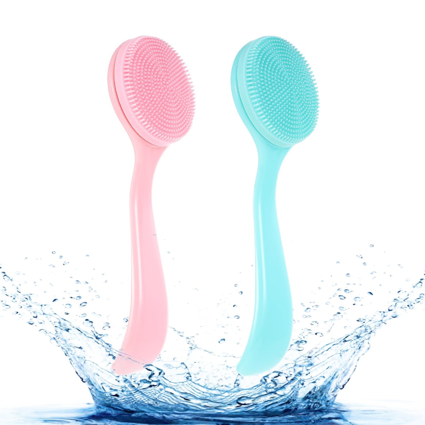 BOHUIZ 2Pcs Silicone Face Brush Manual Face Scrub Brush, Soft Facial Cleansing Brush Waterproof Exfoliating Face Brush Skin Friendly Face Cleaner Brush for Blackheads Makeup Residues Removal