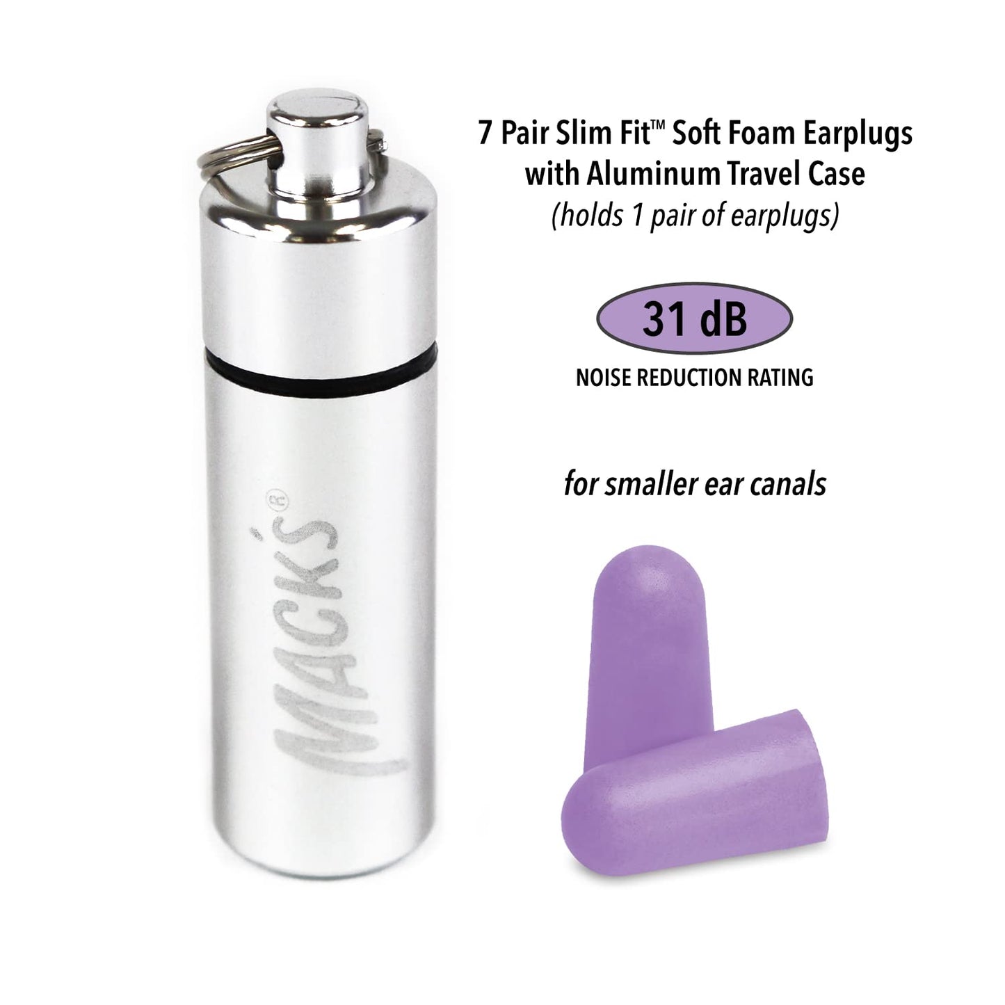 Mack’s Slim Fit Soft Foam Earplugs, 7 Pair with Travel Case – Small Ear Plugs for Sleeping, Snoring, Traveling, Concerts, Shooting Sports and Power Tools | Made in USA